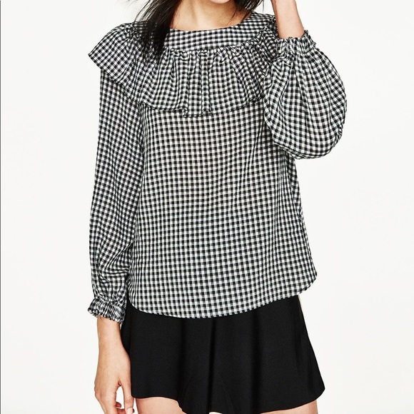 Zara Tops - SALE Zara Frilled Gingham sz L ✨